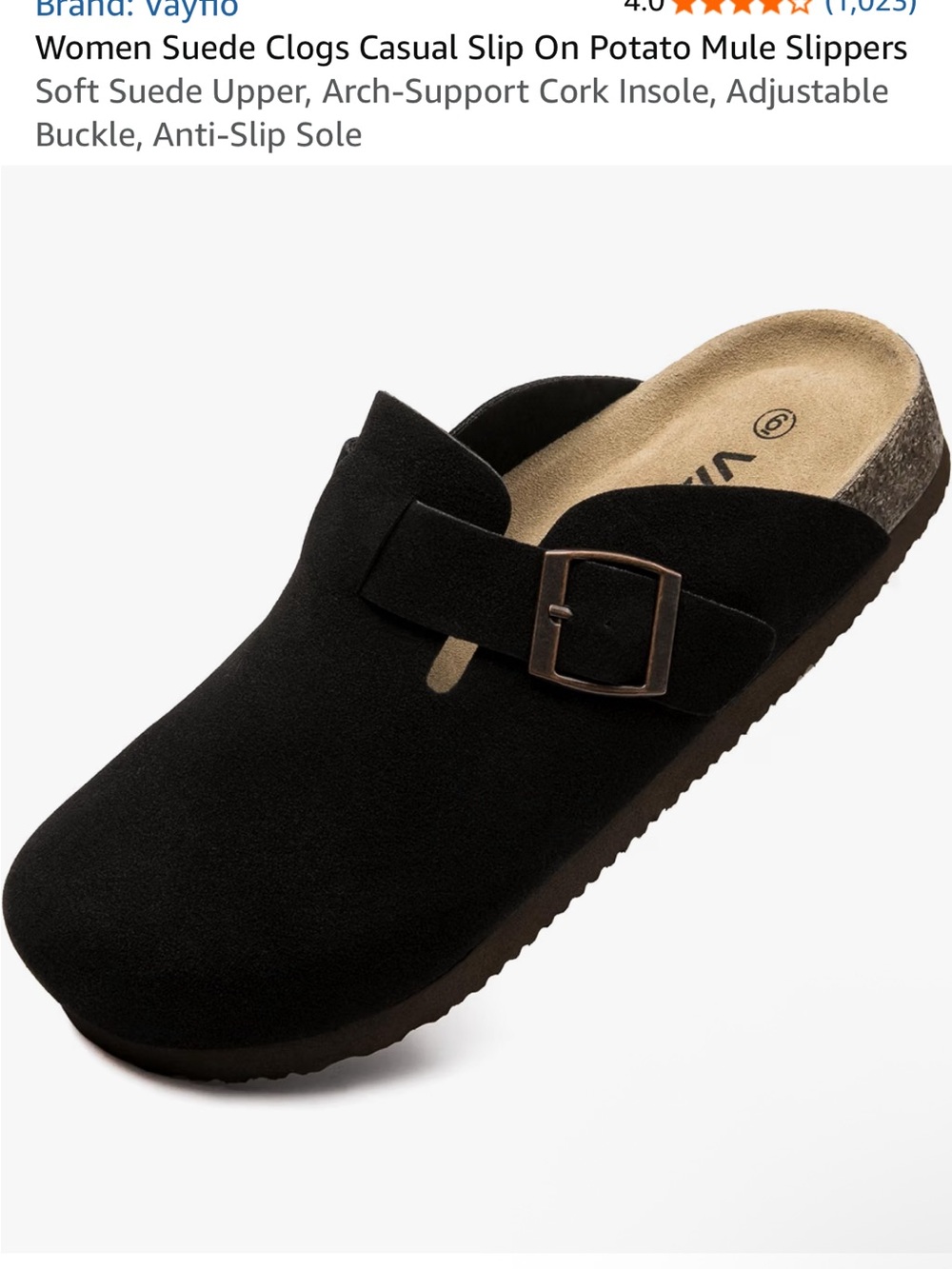 Vayfio Black Suede Mule with Buckle